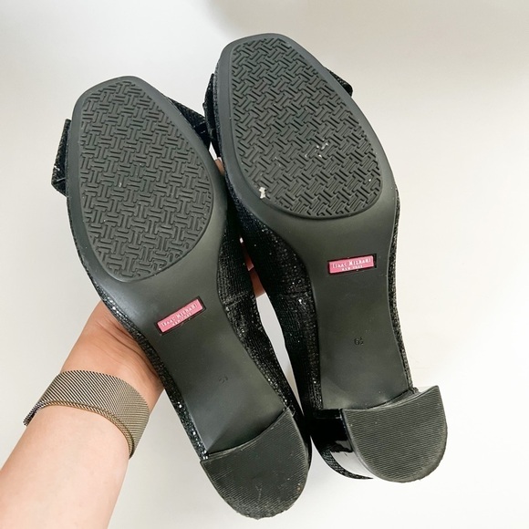 ISAAC MIZRAHI Black Glitter Vivian Bow Pumps Size 6.5 - Picture 5 of 6